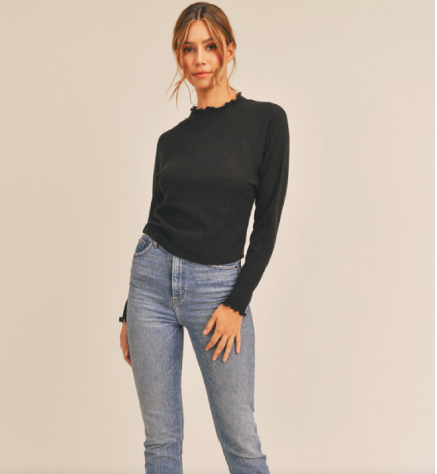 Lettuce Edge Waffle Knit Top