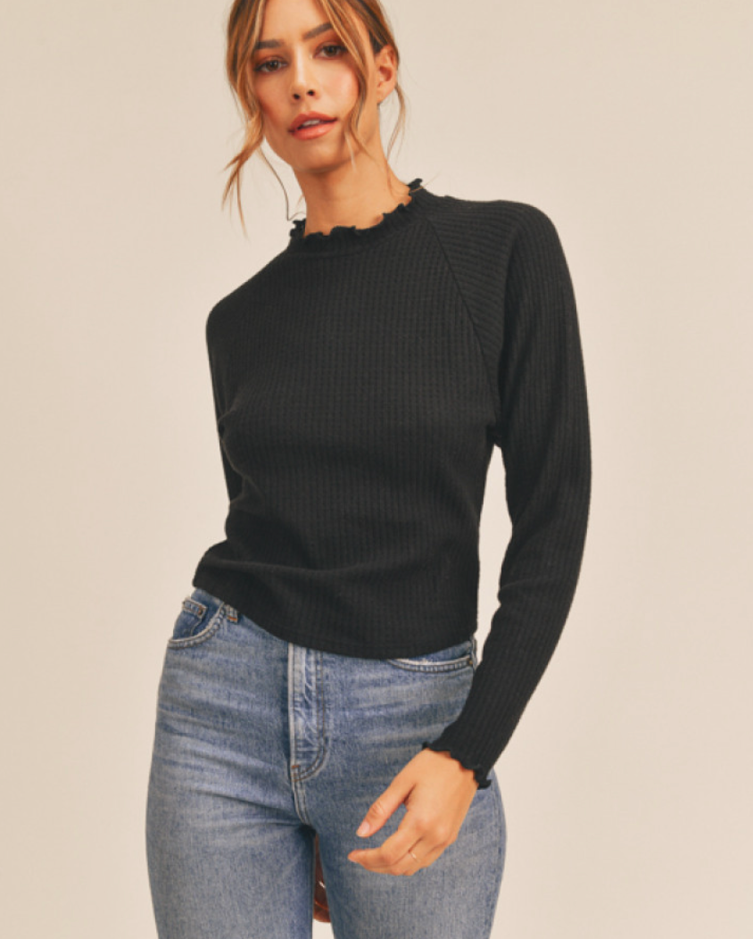 Lettuce Edge Waffle Knit Top