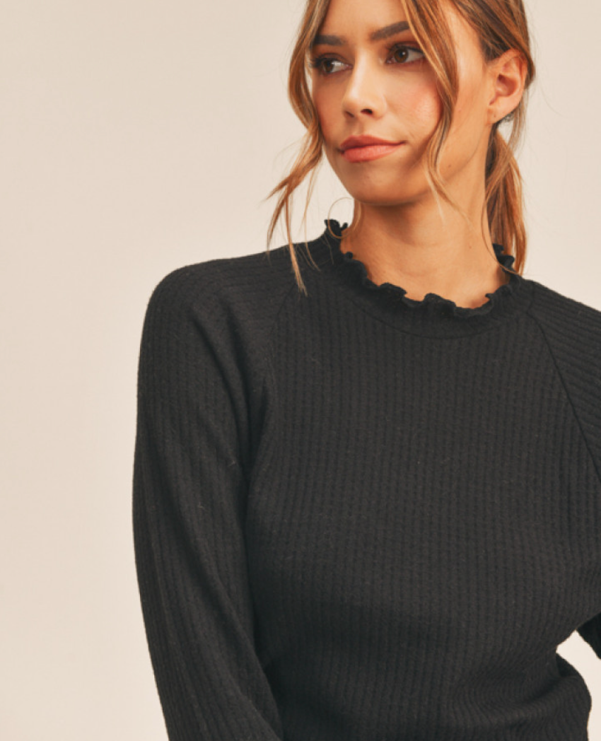 Lettuce Edge Waffle Knit Top