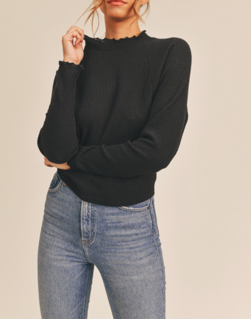 Lettuce Edge Waffle Knit Top