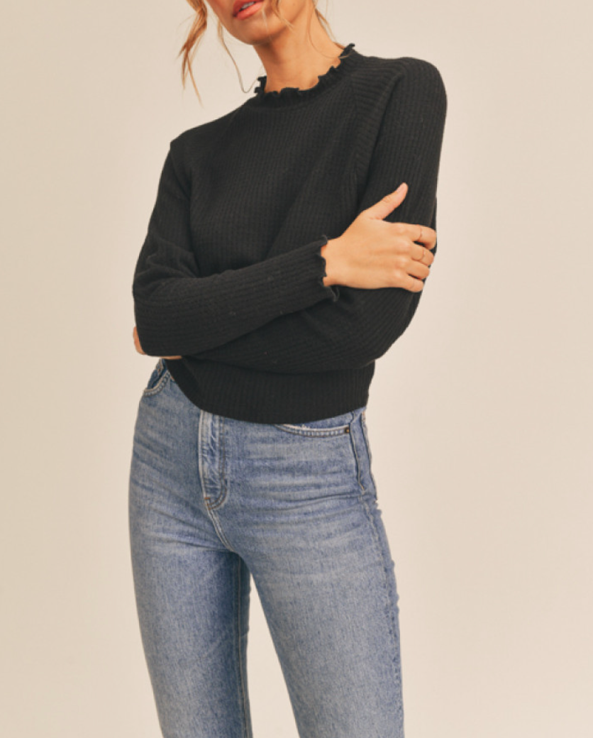 Lettuce Edge Waffle Knit Top