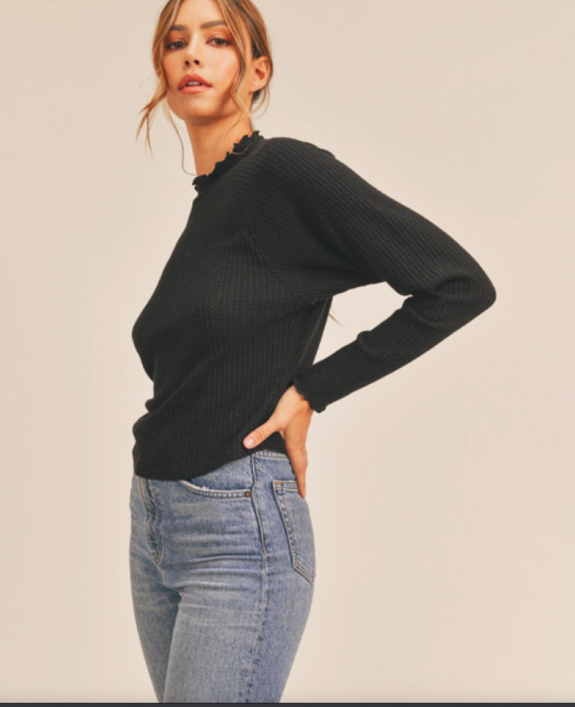 Lettuce Edge Waffle Knit Top
