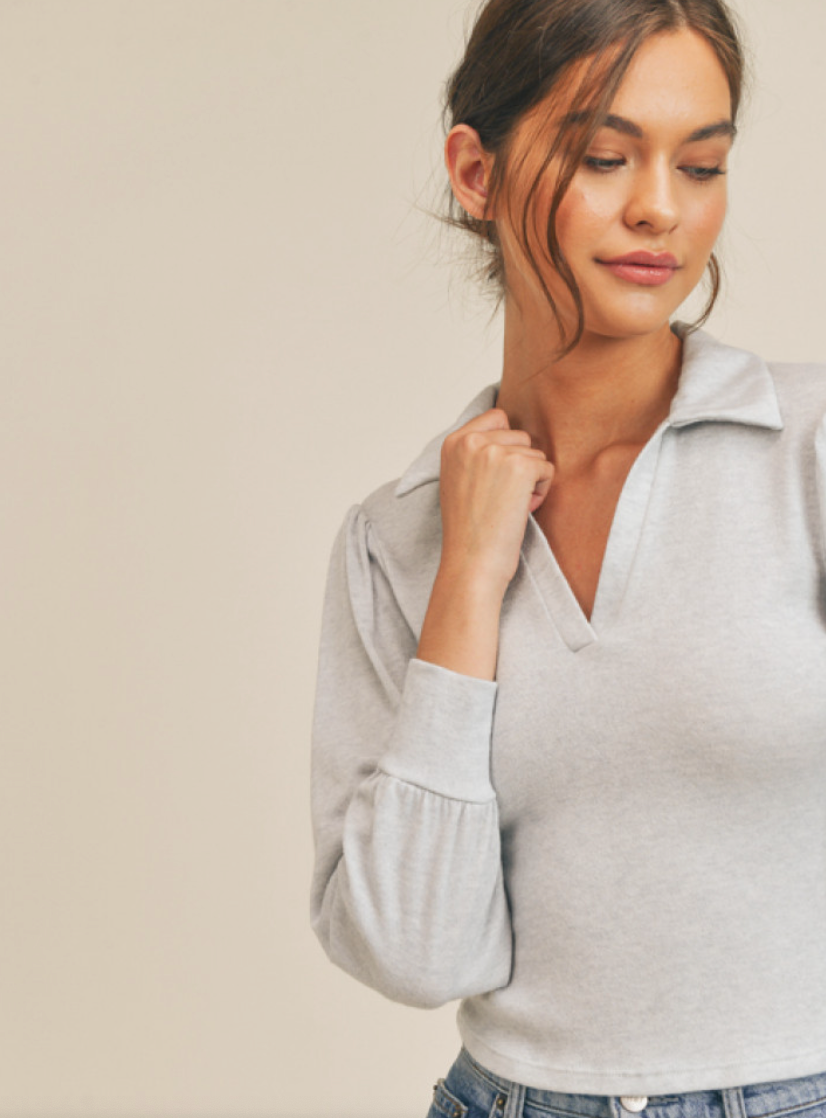 Collar V-Neck Long Sleeve