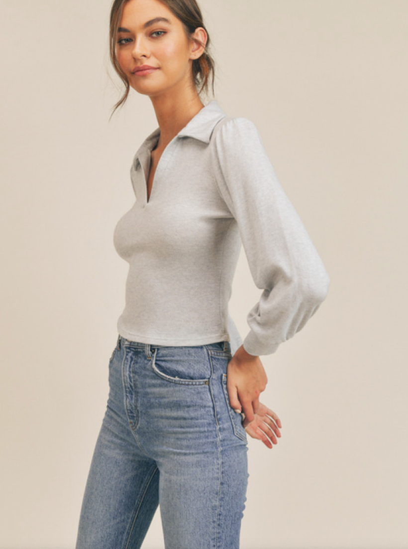 Collar V-Neck Long Sleeve