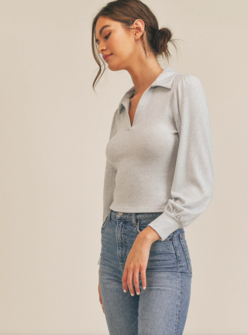 Collar V-Neck Long Sleeve