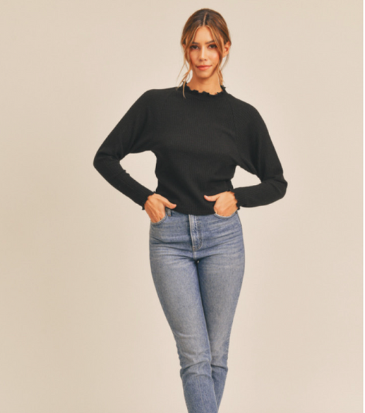 Lettuce Edge Waffle Knit Top