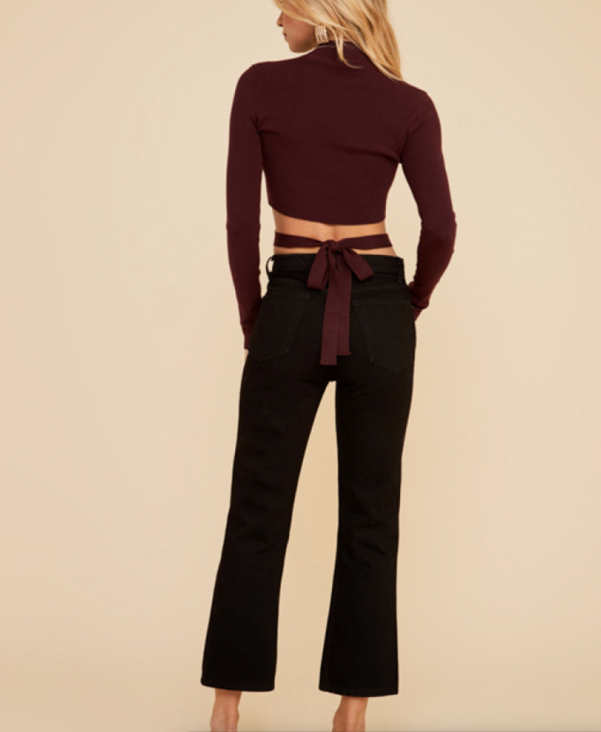 Cutout Tie-Back Knit Sweater