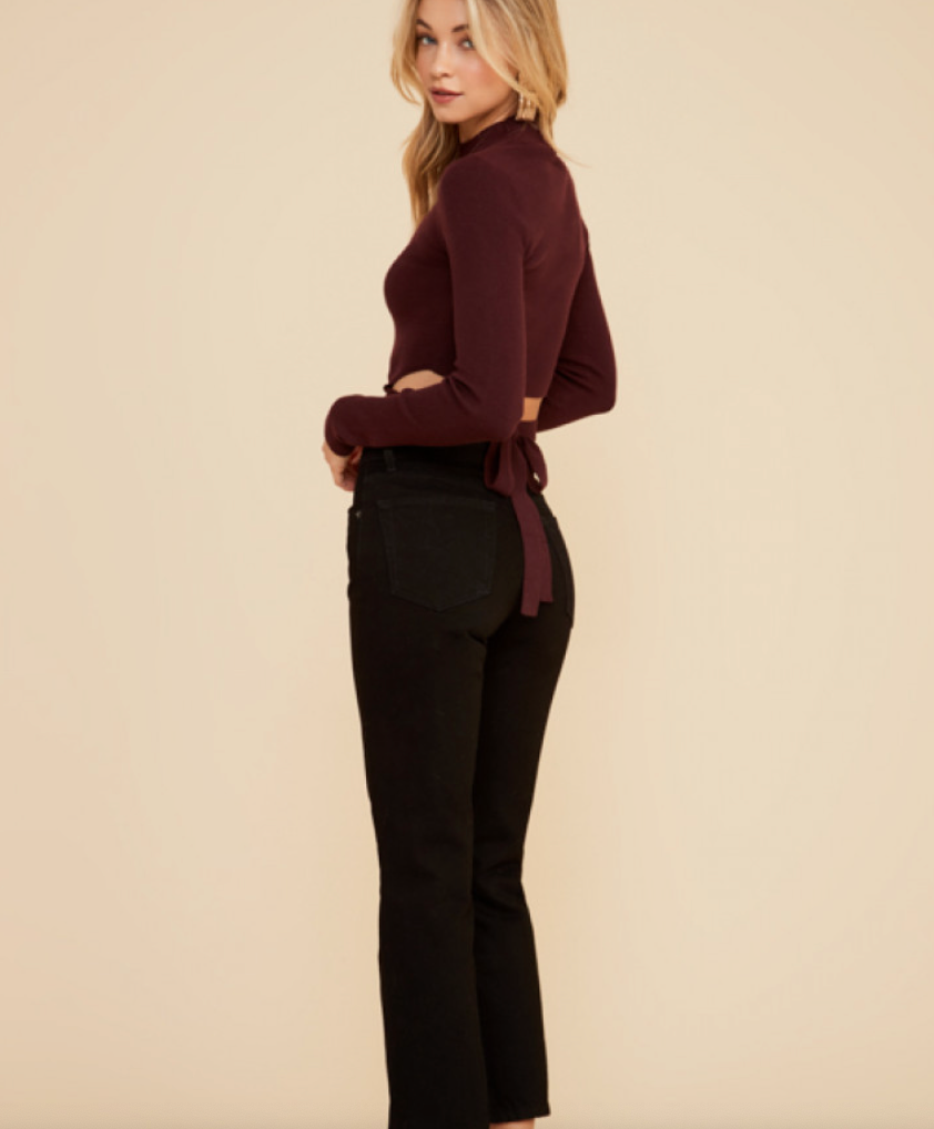 Cutout Tie-Back Knit Sweater