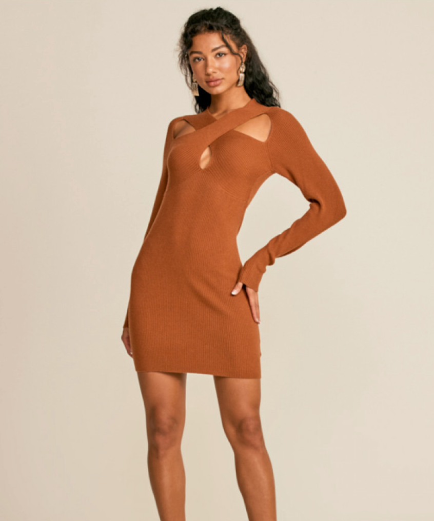 Cutout Mini Sweater Dress