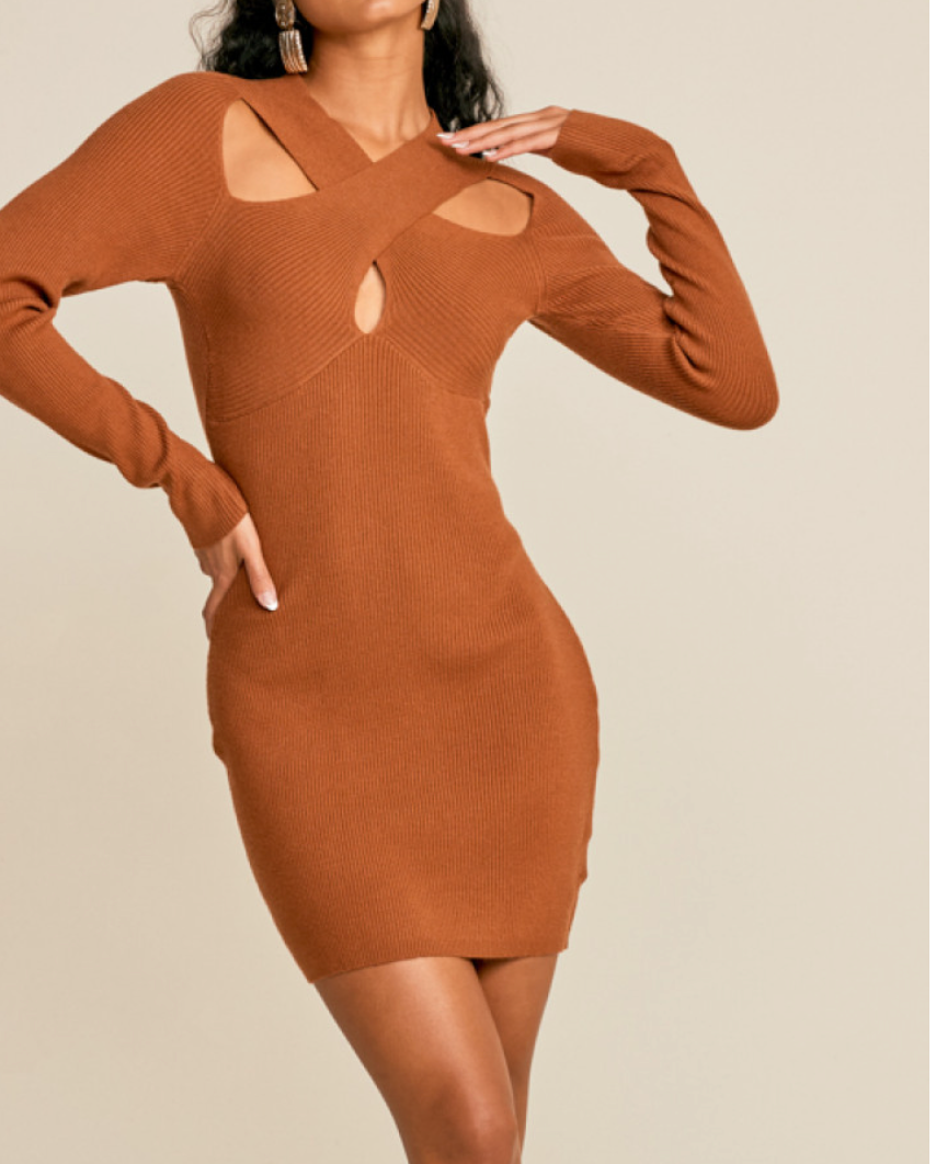 Cutout Mini Sweater Dress