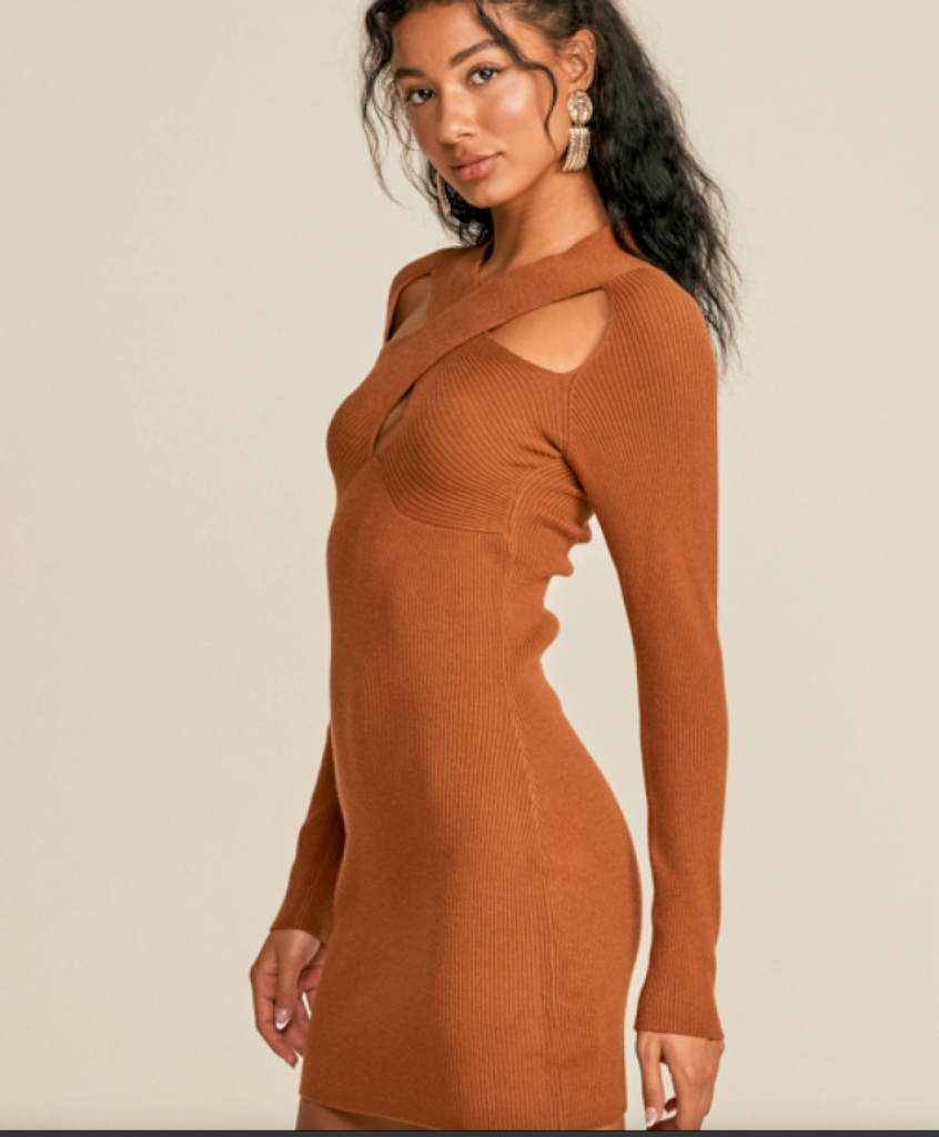 Cutout Mini Sweater Dress