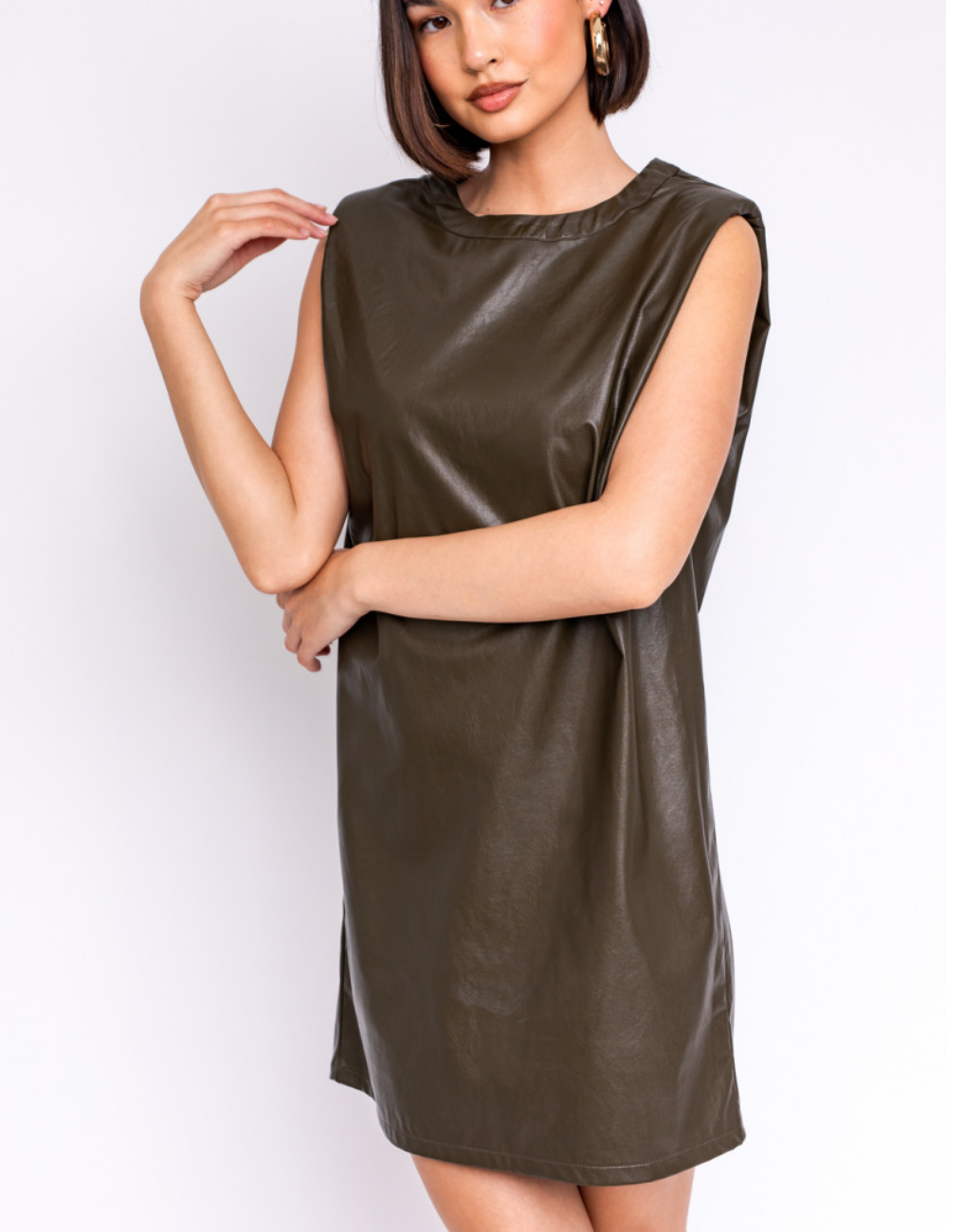 Faux Leather Muscle Tee Dress