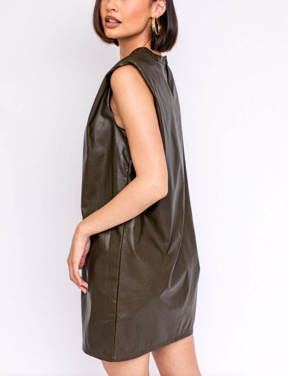 Faux Leather Muscle Tee Dress