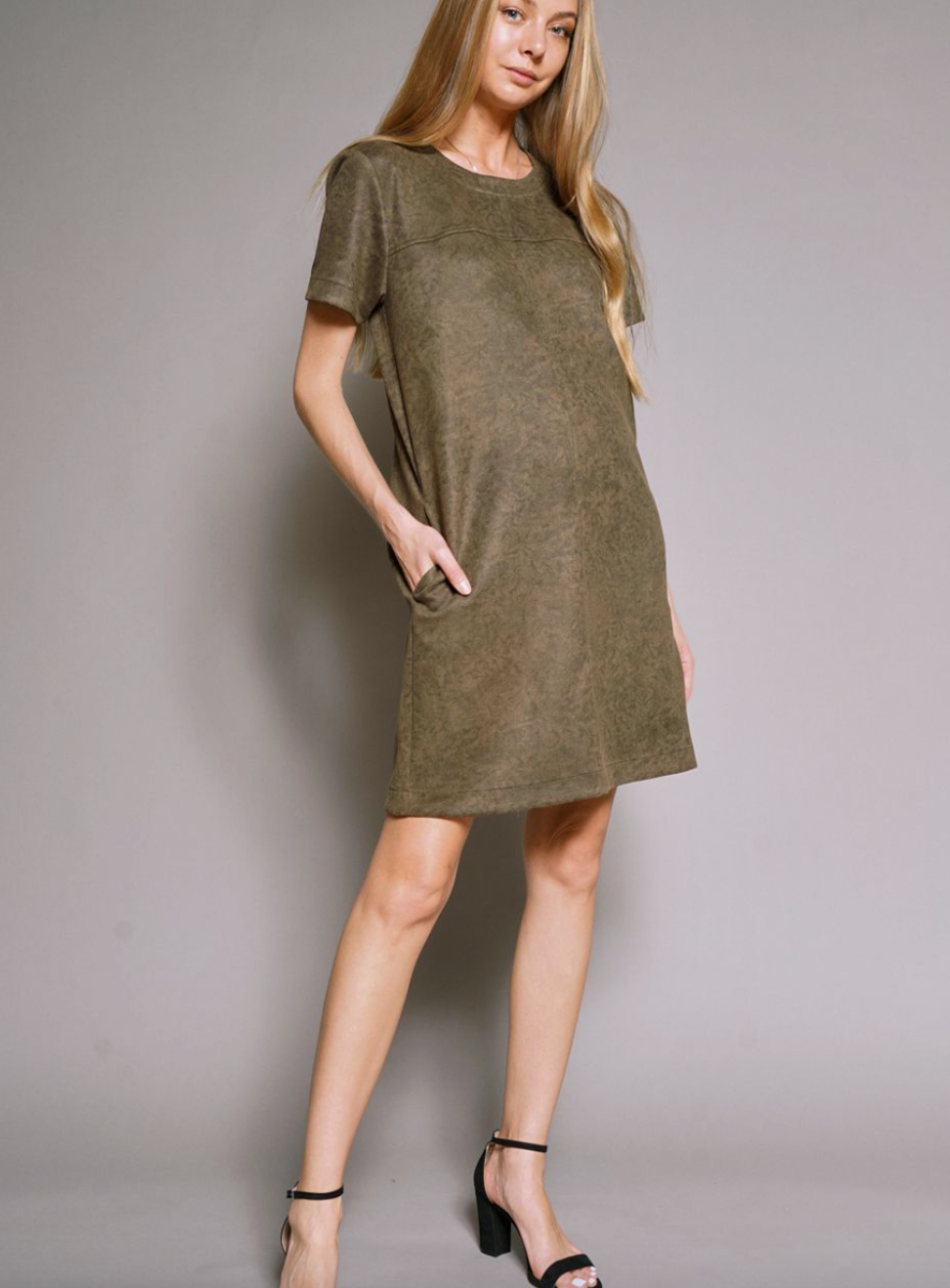 Dark Olive Suede Dress