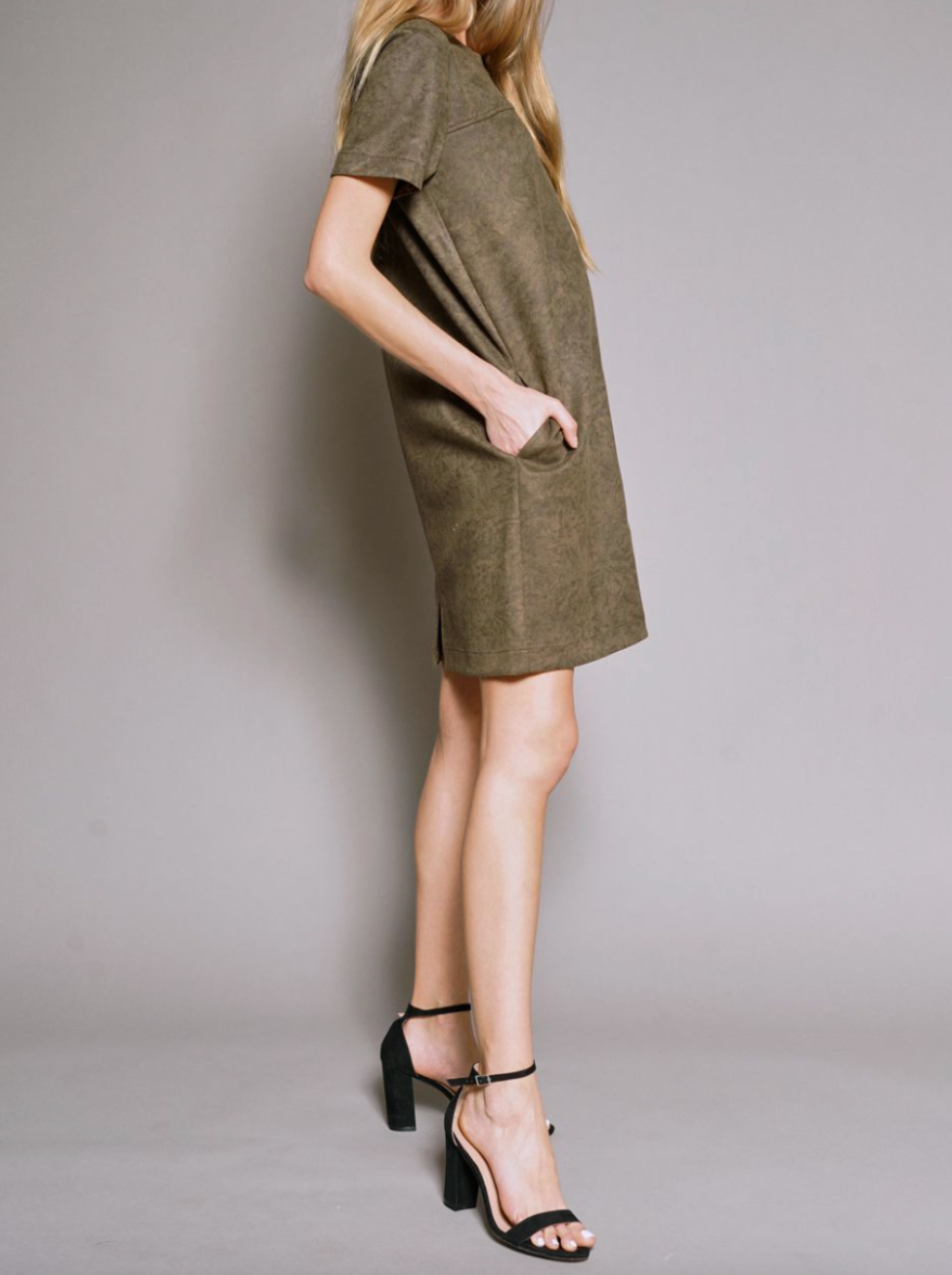 Dark Olive Suede Dress